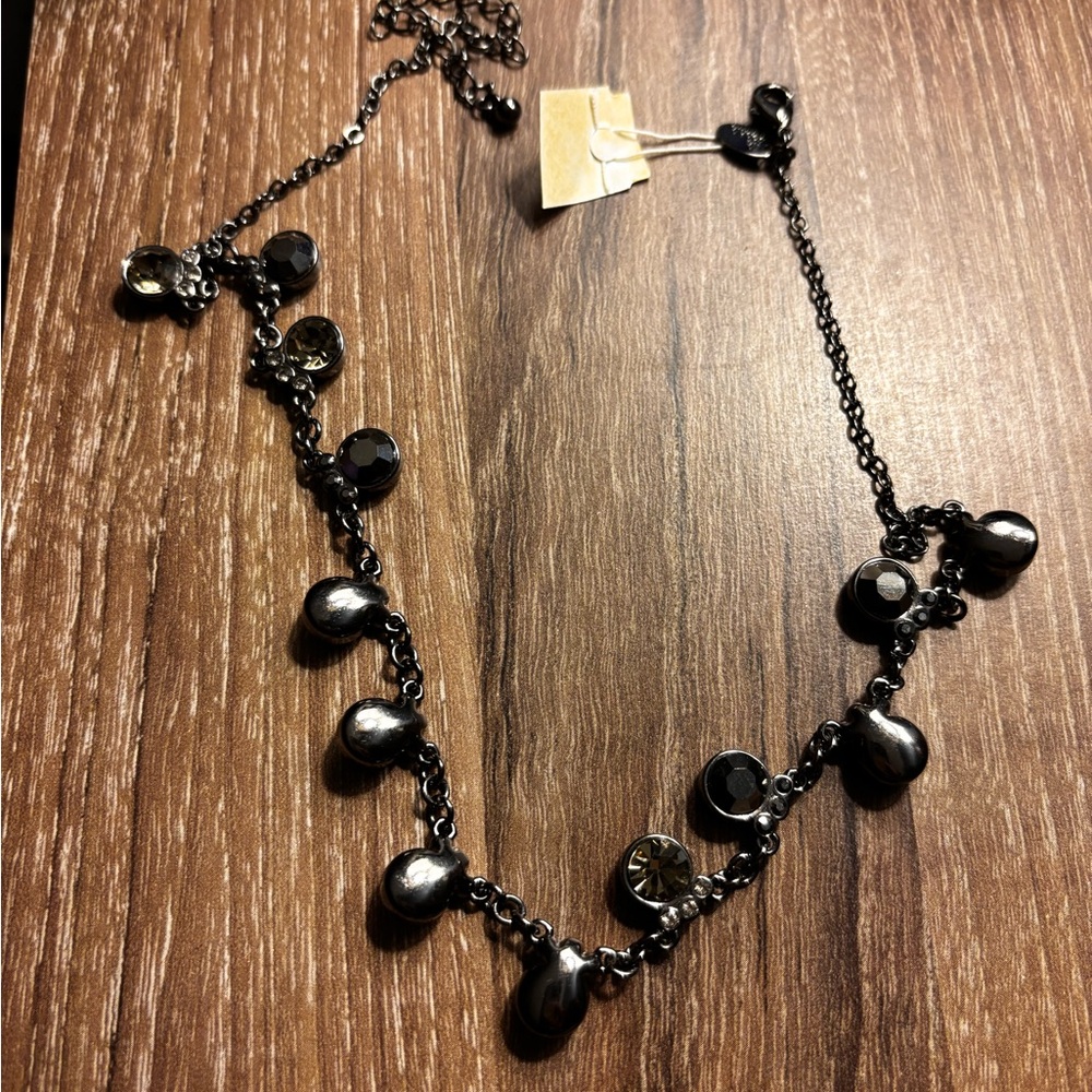 Lia Sophia Black and Silver Charm Necklace